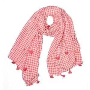 Draper James x Land's End Gingham Tassel Scarf Pink Check Lightweight Wrap